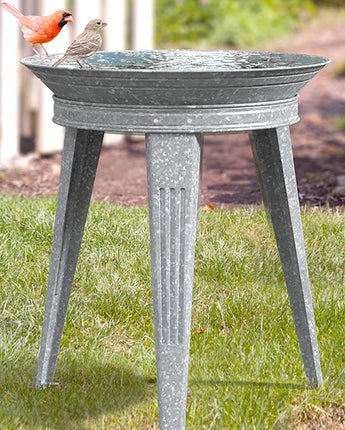 Panacea Vintage Metal Bird Bath and Stand, Galvanized