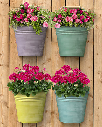 Panacea Half Round Bucket Wall Planters, Asst. Colors, 4 Pk.