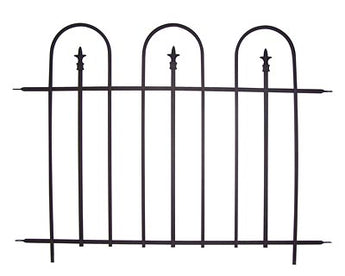 Panacea Triple Arch Garden Fence Section, Black, 48"W x 36"H