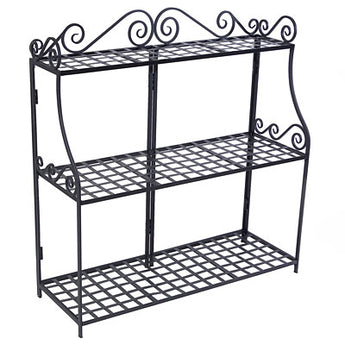 Panacea Forged Three-Tier Plant Stand, Black, 41.5"H