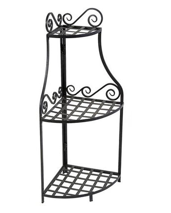 Panacea Forged Three-Tier Corner Plant Stand, Black, 39.75"