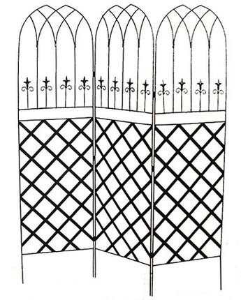 Panacea Gothic Garden Screen with Lattice, Black, 72"H