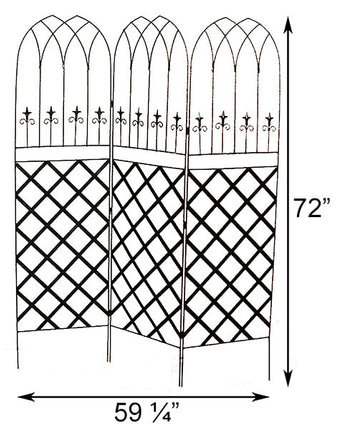 Panacea Gothic Garden Screens with Lattice, Black, Pack of 2