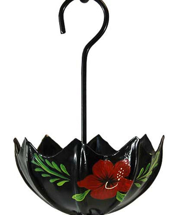 Parasol Botanica Handpainted Ant Moat, Black, Red Hibiscus