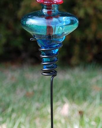 Mini-Blossom Hummingbird Feeder with Stake, Aqua, 4 oz.