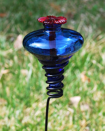 Mini-Blossom Hummingbird Feeder with Stake, Blue, 4 oz.