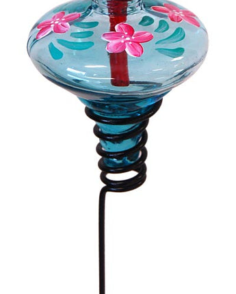 Mini-Blossom Botanica Staked Hummingbird Feeder, Aqua, 4 oz.