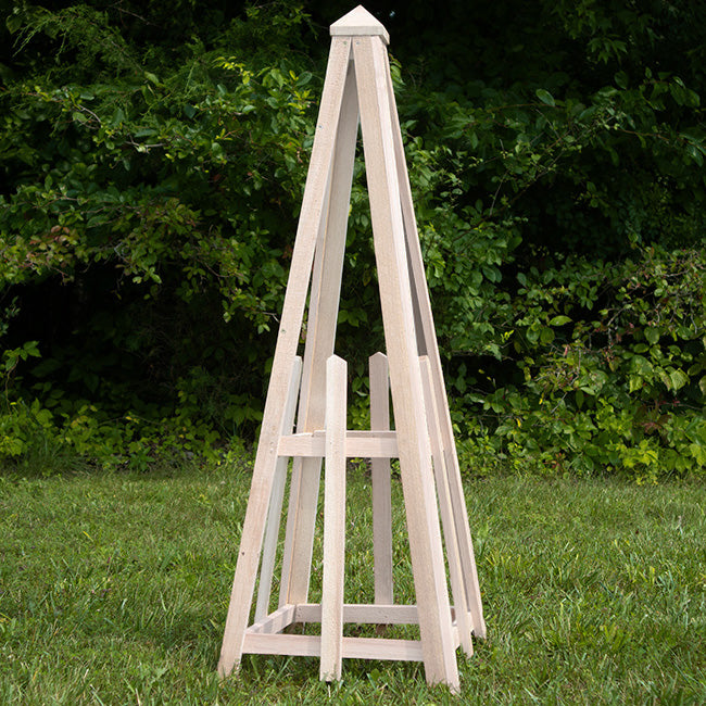 wood pyramid trellis Standard Pyramid Trellis by Prime Retreat, Whitewashed, 46"H – Newtown Feed & Supply