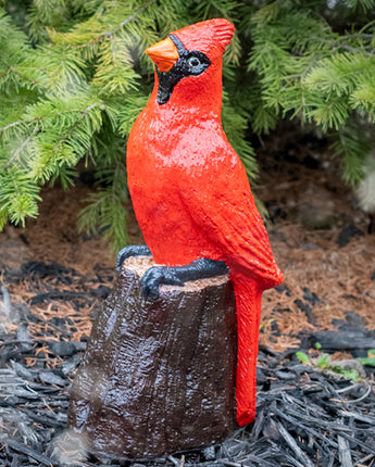 Cardinal on a Stump Statue, Hand Painted, by Prime Retreat