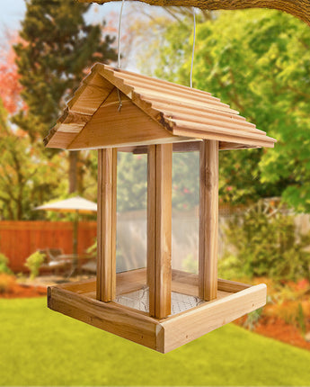 Amish Made Cedar Tower Bird Feeder