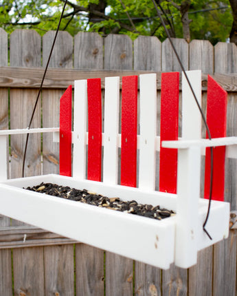 Amish Made Recycled Plastic Swing Seed Feeder, Red & White