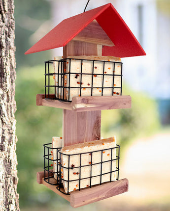 Amish Made Cedar and Recycled Plastic Quad Suet Cake Tower