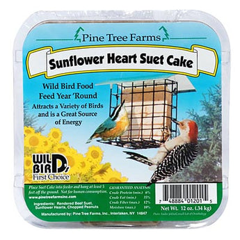 Pine Tree Farms Sunflower Heart Suet Cake, 12 oz, Pack of 12