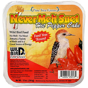 Pine Tree Never Melt Hot Pepper Suet Cake, 12 oz, Pack of 12