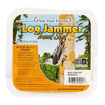 Pine Tree Log Jammer Insect Suet Plugs, Twelve 3-packs