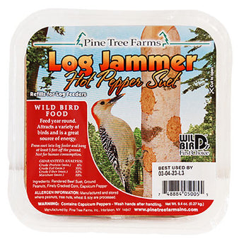 Pine Tree Log Jammer Hot Pepper Suet Plugs, Twelve 3-packs