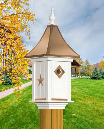 Royal Crowne Castle Birdhouse, Copper Roof, Star
