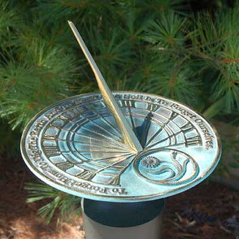 Rome Brass Gardeners Reflection Sundial, Verdigris, 10" dia.