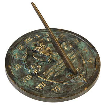 Rome Brass Thoreau Sundial, Aged Patina, 8.625" dia.