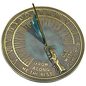 Rome Brass Father Time Sundial, Verdigris, 11.125" dia.