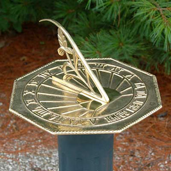 Rome Classic Octagonal Sundial, Polished Brass, 10"L