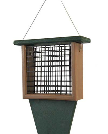 Songbird Essentials Suet Feeder with Tail Prop, Green/Brown