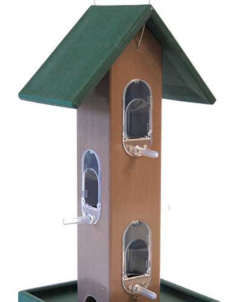 Songbird Essentials Tube Feeder with Tray, Green and Brown