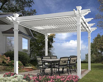 New England Avalon Louvered Pergola, White, 10' x 10'