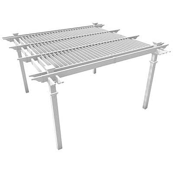 New England Camelot Louvered Pergola, White, 12' x 12'