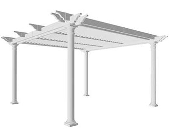 New England Aberdeen Louvered Pergola, White, 12' x 12'