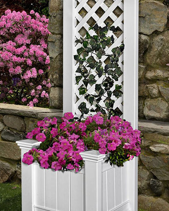 Eden Kensington Planter Box & Trellis, White, 65"H