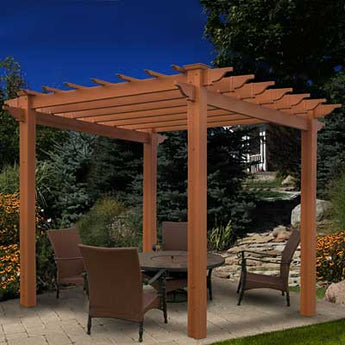 New England Lakewood Pergola, Wood Grain, 6.5' x 6.5'