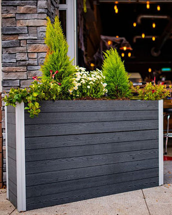 Vita Gardens Urbana Parklette Planter, Lg, Slate Gray, 59"L