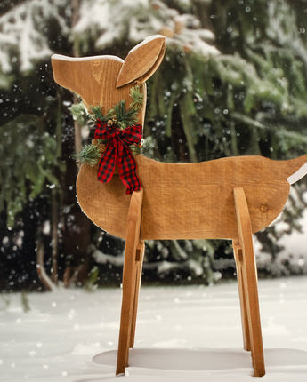 Amish-Made Wooden Doe Statue