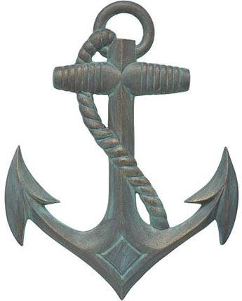 Whitehall Anchor Wall Art, Bronze Verdigris, 17"W x 22"H