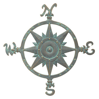 Whitehall Compass Rose Wall Art, Bronze Verdigris, 22.75"W