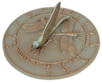 Whitehall Aluminum Dragonfly Sundial, Copper Verdi, 12" dia.
