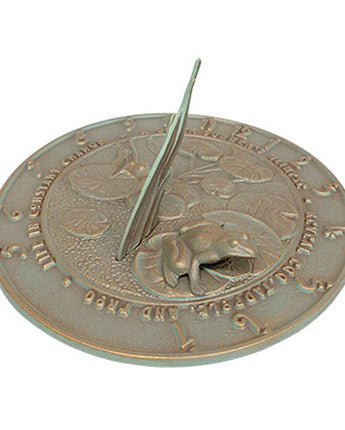 Whitehall Aluminum Frog Sundial, Copper Verdi, 12" dia.