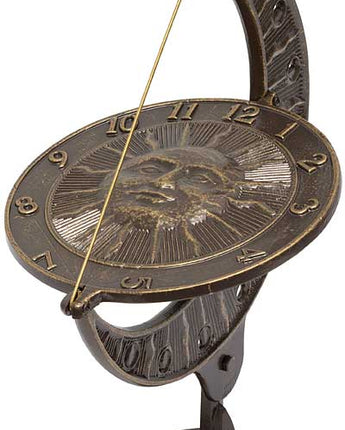 Whitehall Aluminum Sun and Moon Sundial, French Bronze, 12"L
