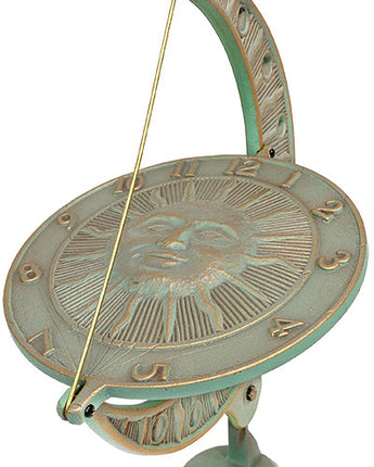 Whitehall Aluminum Sun and Moon Sundial, Copper Verdi, 12"L