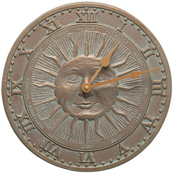 Whitehall Sunface Clock, Copper Verdi, 12" dia.