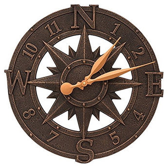 Whitehall Compass Rose Clock, Oil Rubbed Bronze, 16" dia.