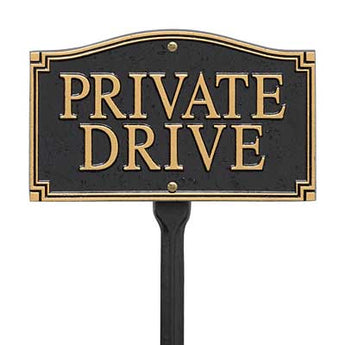 Whitehall "Private Drive" Statement Plaque, Black / Gold