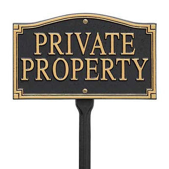 Whitehall "Private Property" Statement Plaque, Black / Gold