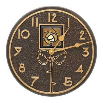 Whitehall Amber Dard Hunter Rose Clock, French Bronze, 12"
