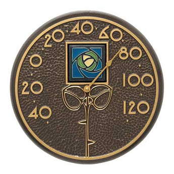 Whitehall Blue Dard Hunter Rose Thermometer, French Bronze