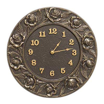 Whitehall Rose Wall Clock, French Bronze, 12" dia.