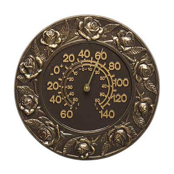 Whitehall Rose Thermometer, French Bronze, 12" dia.