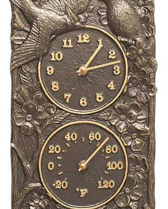 Whitehall Cardinal Clock & Thermometer, Fr. Bronze, 13.75"H