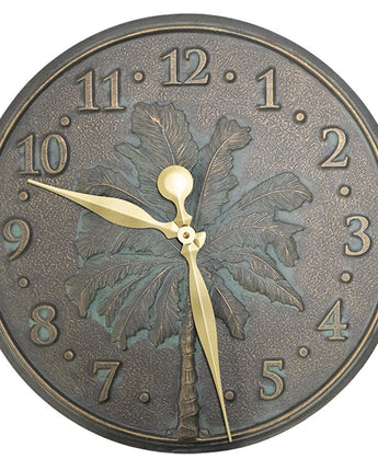 Whitehall Palm Tree Clock, Bronze Verdi, 16" dia.